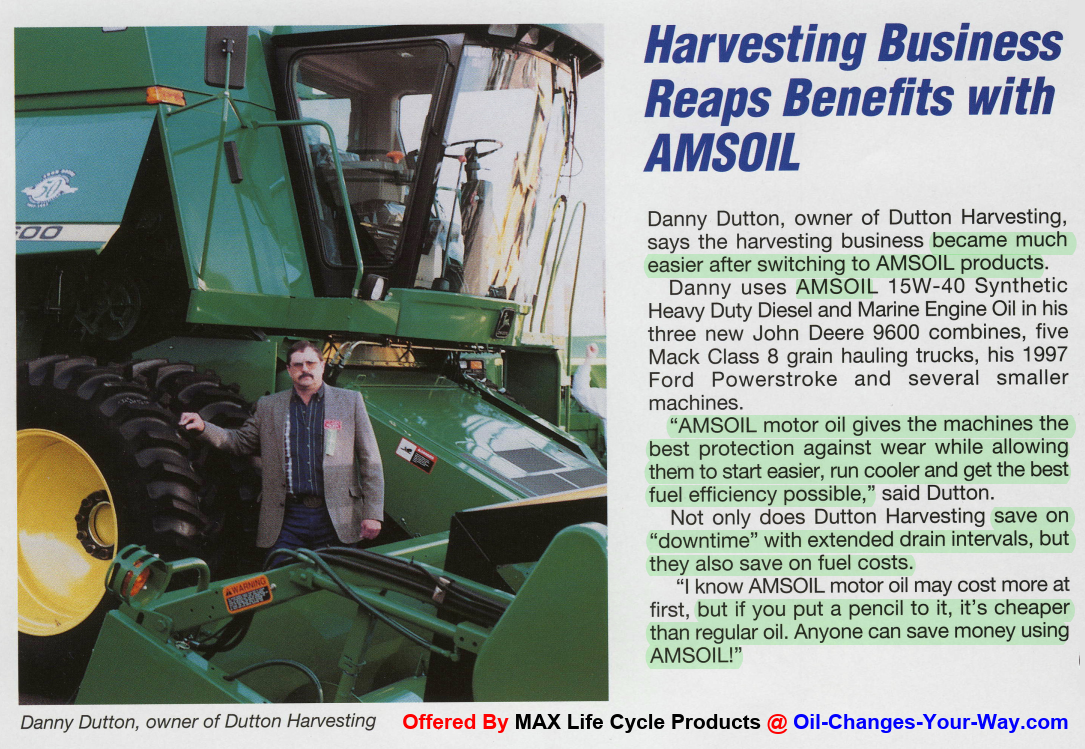 Harvesting Business Reaps Benefits with AMSOIL