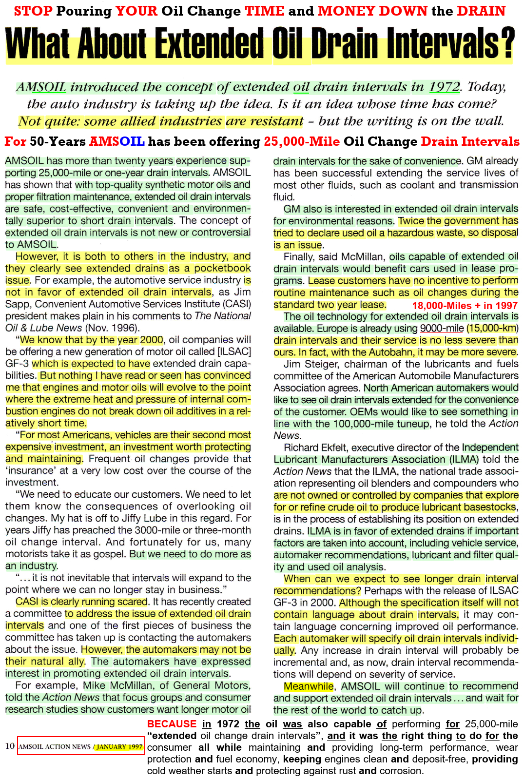 How Long Must U.S. Consumers Continue to Wait for The Truth about Vehicle Extended Oil Change Drain Intervals?