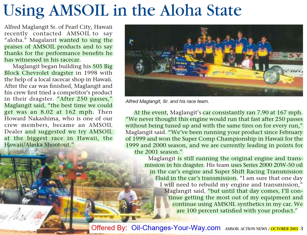 AMSOIL Racing is Research™ Testimonial