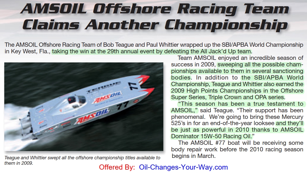 AMSOIL Racing is Research™ Testimonial