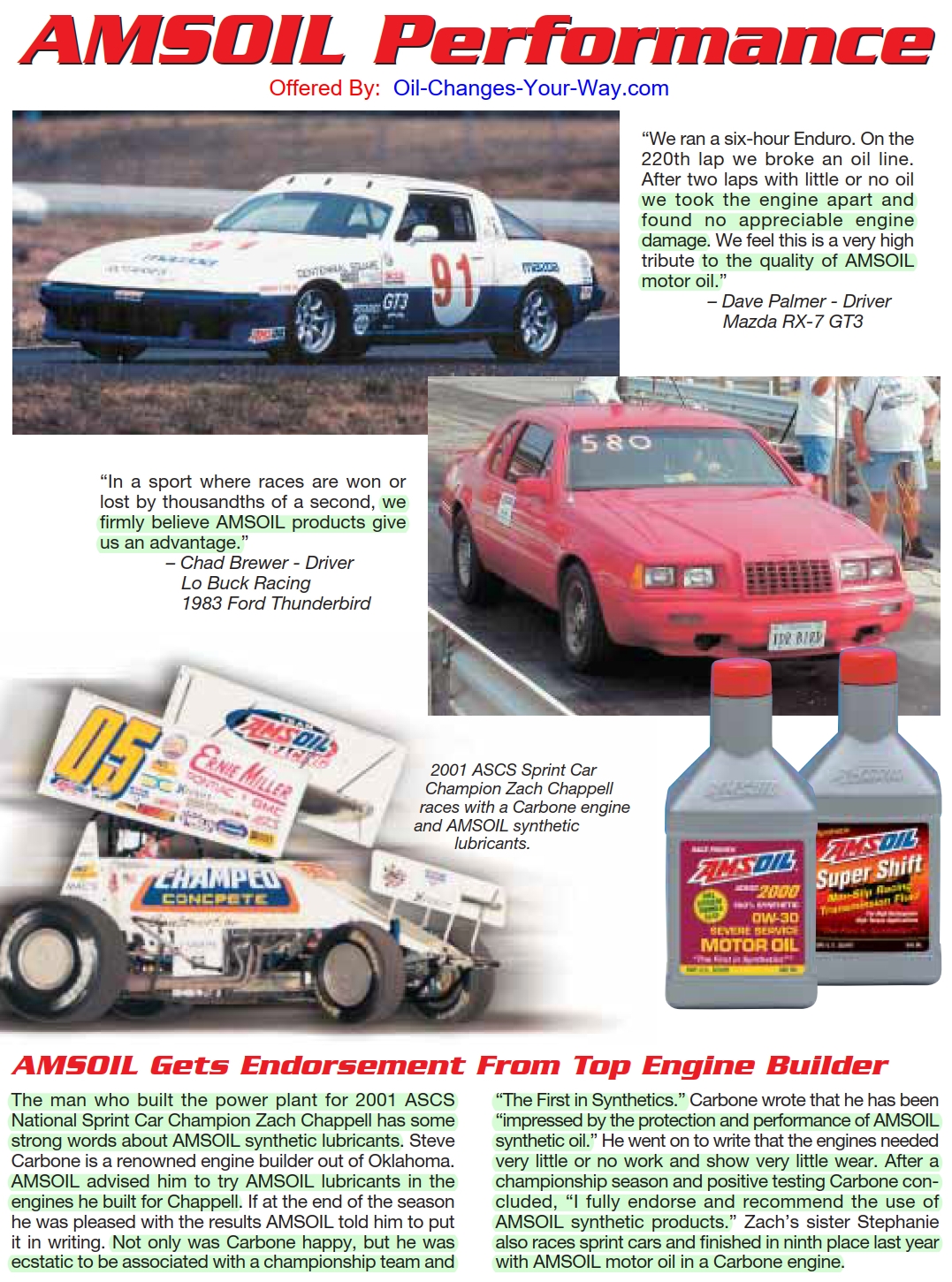 AMSOIL Racing is Research™ Testimonial