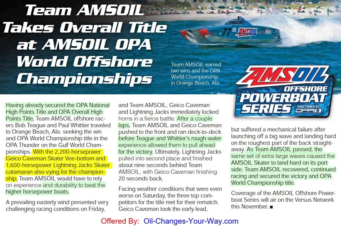 AMSOIL Racing is Research™ Testimonial