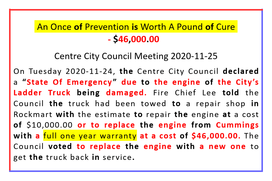 An Once Of Prevention Is Worth A Pound Of Cure